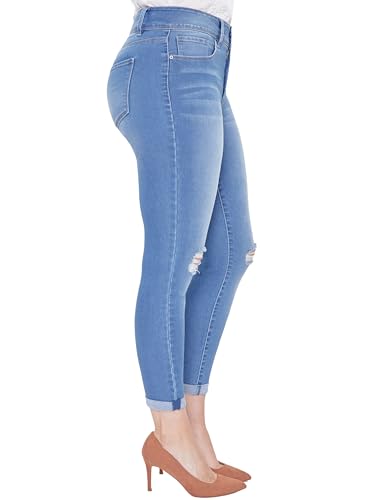 Royalty For Me Womens Women's Tummy Control 2 Button Rolled Cuff Jean2