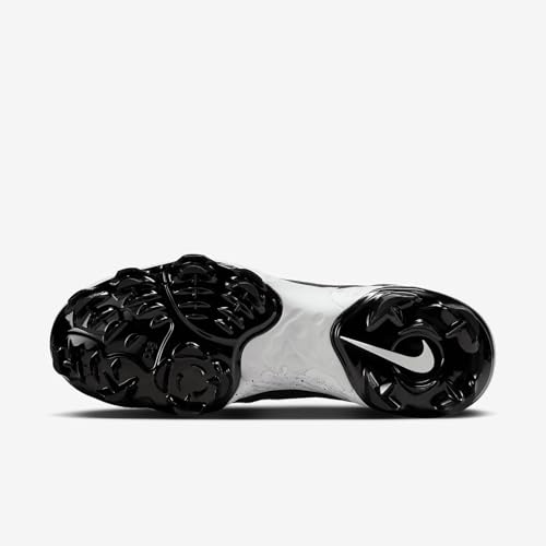 Image of Nike Alpha Huarache Elite 4 Low MCS Men's Baseball Cleats (FD6221-003, Black /Dark Smoke Grey /White) Size 8