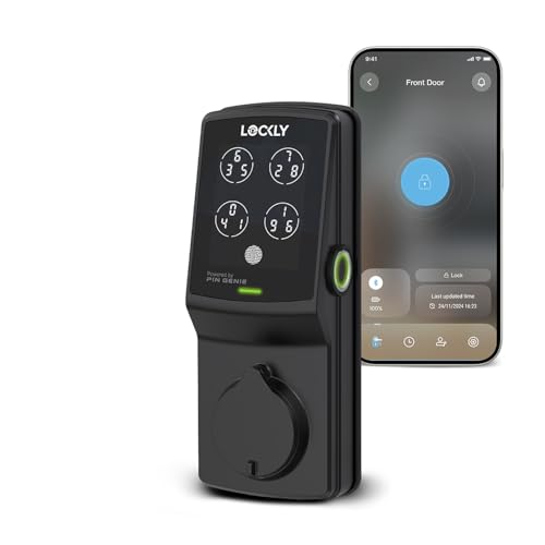 Lockly Secure Plus Bluetooth Smart Door Lock, Keyless Entry with PIN Genie® Digital Keypad, 3D Biometric Fingerprint Sensor Front Door Lock Deadbolt, Voice Control & Auto Lock - Deadbolt Edition