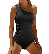 Daci One Shoulder One Piece Swimsuits for Women Tummy Control Bathing Suits Modest Full Coverage ...