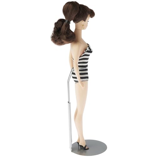 Image of Plymor DSP-5125S Silver Adjustable Doll Stand, fits 10, 11, and 12 inch Slim Waist Dolls, Waist is 1.125 inch - 1.5 inch wide, 3.25 inch - 4 inch around