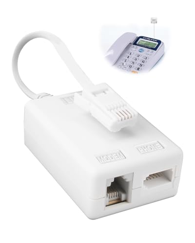 ADSL Microfilter Splitter BT Plug to RJ11 Broadband Filter Internet Microfilter Splitter with Cable Socket Phone Line Adapter for Landline Modem Router Wifi Telephone Fax BT Sky Talktalk, White