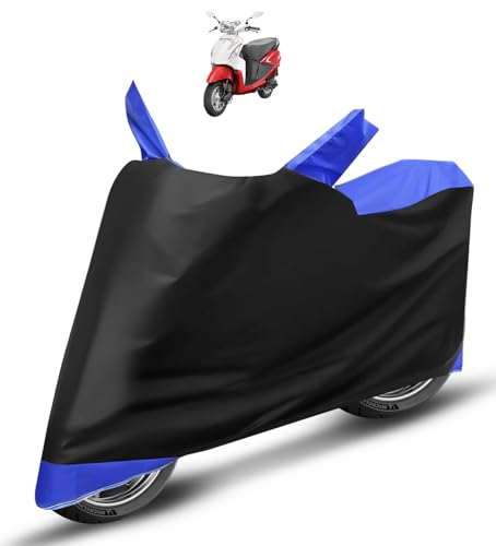 Image of Auto Hub Bike Cover Compatible with Hero Pleasure with Mirror Pocket, Dustproof, Heat Resistant, Triple Stitched, Pleasure Bike Cover- Black, Blue