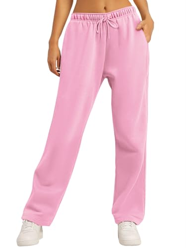 Image of AUTOMET Women's Straight Leg Sweatpants Fleece Lounge Pants | Fall Athletic Joggers with Pockets,Lightweight Soft Sweat Pants, Casual Gym Workout Pants