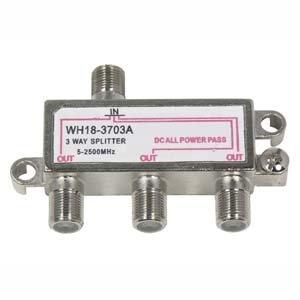 InstallerParts 3Way 2.5GHz Satellite Splitter DC Power Pass