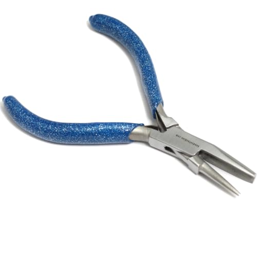 Image of Beadsnfashion Steel Jewellery Making Hollowing Round Plier (5 Inch) - Professional Stainless Steel Jewellery Making Tool with Blue Grips Handle for Detailed Craft Work