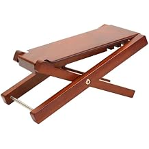 Premium Mahogany Wooden Guitar Foot Stool - 4-Position Adjustable Height, Foldable Design with Carry Pouch - Solid Brown Guitar Footrest for Comfortable Long Playing Sessions