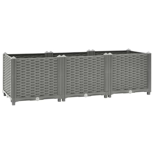 vidaXL Hochbeet, Kräuterbeet Gemüsebeet zum Selber Bauen, Blumenkasten im Rattan-Look, Pflanzkasten für Garten Terrasse Balkon, Polypropylen