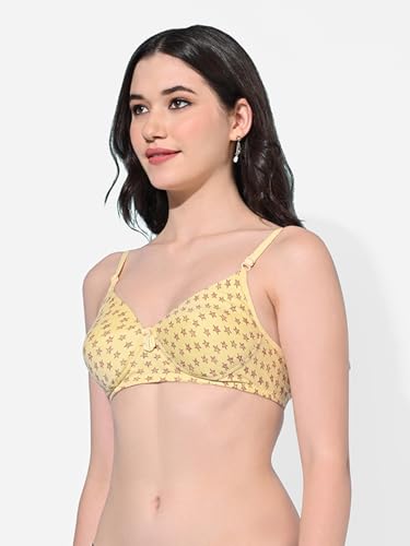 Image of FIMS - Fashion is my style Women Cotton Blend Padded Non-Wired Everyday Bra Pack of 1 Cup- B Multicolor