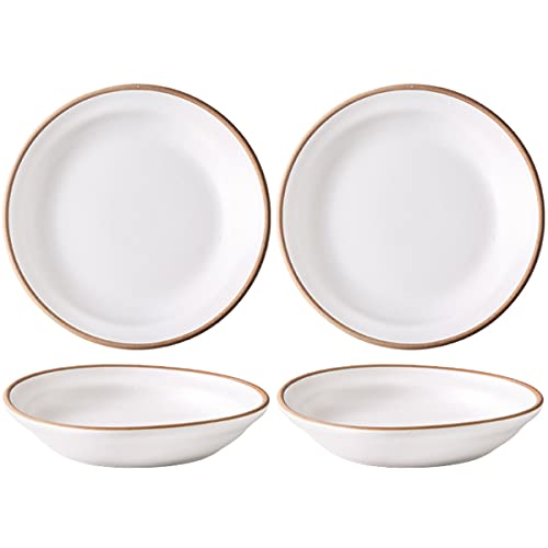 Sizikato 4pcs Matte Porcelain Snack Plate, 4-Inch Appetizer Plate, Sauce Plate