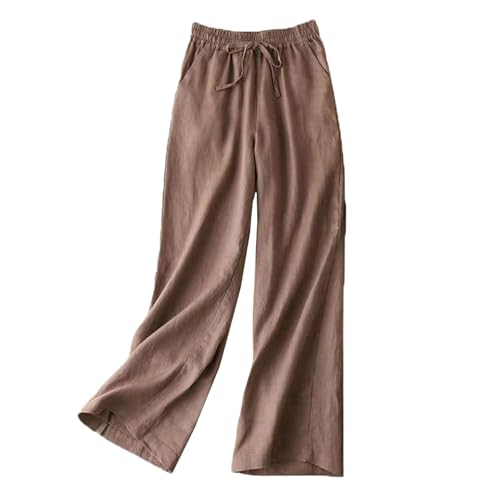 Womens Linen Pants High Waisted Wide Leg Casual Palazzo Trousers