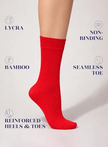 Image of Hugh Ugoli Women's Thin Soft Rayon Derived from Bamboo Crew Socks for Dress, Trouser, Seamless Toe & Non-Binding, 5-8 /9-11