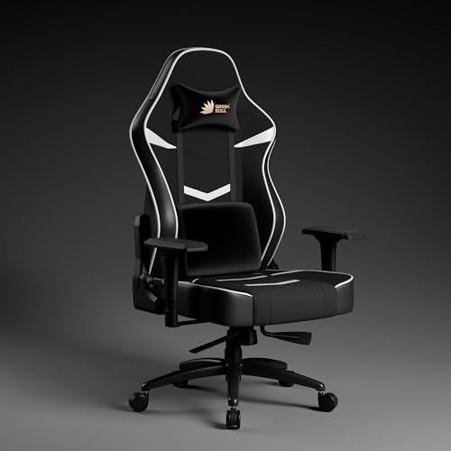 Image of Green Soul Monster Ultimate Series S| Multi-Functional Ergonomic Gaming & Office Chair|Premium Spandex & PU Leather Fabric | Adjustable Neck, Lumbar Pillow | 4D Adjustable Armrests (Black White)