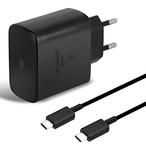 45W Cargador Carga Rapida con Cable Tipo C Compatible con Samsung Galaxy S22 Ultra, S22 Plus, S21 Ultra/Plus/FE, S20 Ulta, Note 20 Ultra, Note 10 Plus 5G, Tablet S8 Ultra/Plus, S7 FE/Plus (Negro) Cover