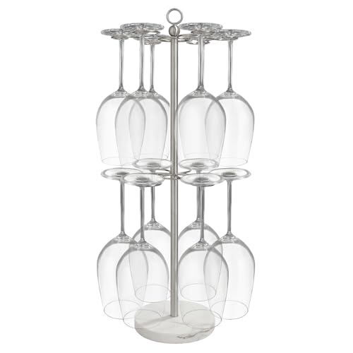 GZILA Countertop Wine Glass Holder Large, Free Standing Marble Base Tabletop Stemware Rack with 12 Holders Heavy Duty Cocktail Glass Tree Stand, SUS304 Stainless Steel