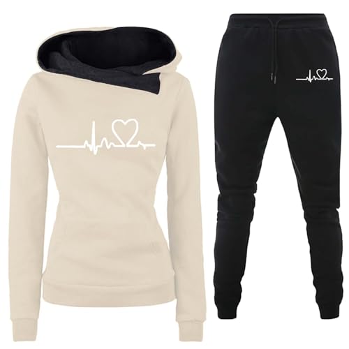 Pamqsen Jogginganzug Damen Set - Trainingsanzug Damen Loungeiwear Freizeit Hausanzug Große Größen Jogger Streatwear Outfit Freizeitanzug Anzug Zweiteiler Sportanzug Tracksuit mit Sweatshirt und Hose
