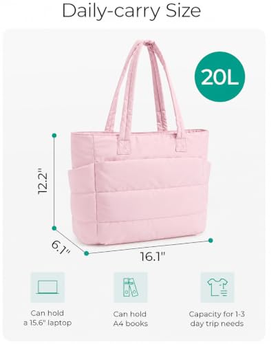 Image of Tote Bag for Woman | Lightweight Puffy Shoulder Handbag with Multi Compartment | Travel, Office, Gym & Daily Use | Durable Taslan Fabric