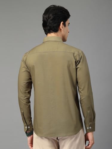 Image of Majestic Man Solid Cotton Casual Shirt - Slim Fit, Full Sleeves, Premium Button Closure