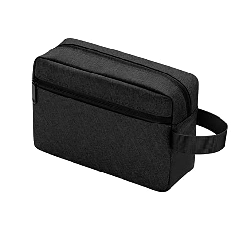 Bolsa de aseo para hombres, bolsa de lavado de viaje, bolsa de afeitar, bolsa de artículos de tocador impermeable, Black, Compartimento principal largo y profundo que sostiene artículos más grandes