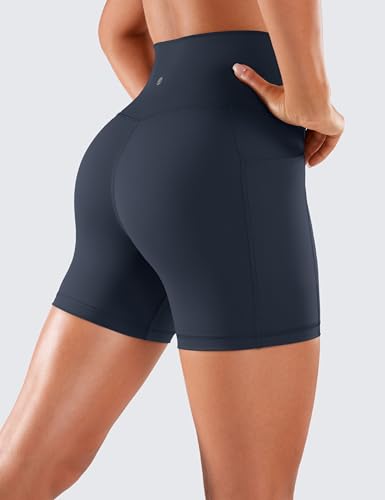 Image of CRZ YOGA Biker Shorts Pockets 5 inch | Naked Feeling, Sleek, Decent Compression, Yoga, High Waisted, for Women