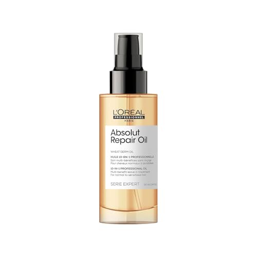 L’Oréal Professionnel Absolut Repair 10-in-1 Oil – Multi-Benefit Oil For Dry & Damaged Hair, Repairs Hair and Provides Shine With Quinoa and Proteins