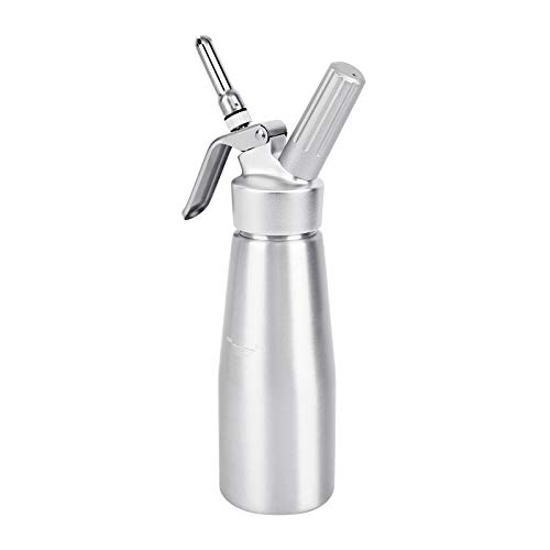 TRY-YEAN Professionnel 500ml Siphon Chantilly, Siphon Crème Aluminium 3 Douilles en Acier Inoxydable 1 Brosse de Nettoyage, pour Décoration Gâteaux d'anniversaire Pâtisserie Crème Glacée Desserts