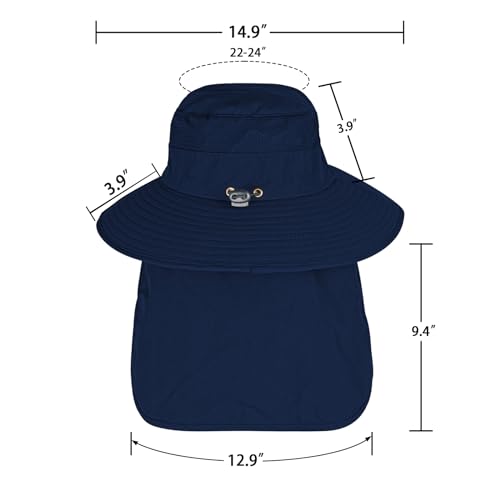 Image of Sun Hats for Men Women Fishing Hat UPF 50+ Breathable Wide Brim Bucket Hats Summer UV Protection Safari Hat with Neck Flap