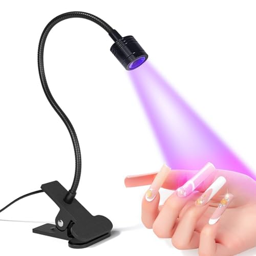 3W Lampe UV Sèche Ongles, Lampe de Colle UV Ultraviolette Professionnel, avec Tête Ajustable, Lampe UV Ongles Gel Pose Americaine pour Convient pour la Manucure Doigts Secs