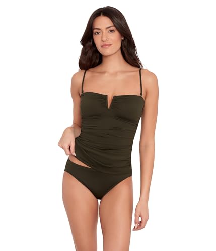 LAUREN Ralph Lauren Damen Beach Club Solids V-Draht gerafftes Bandini, Grün , 38
