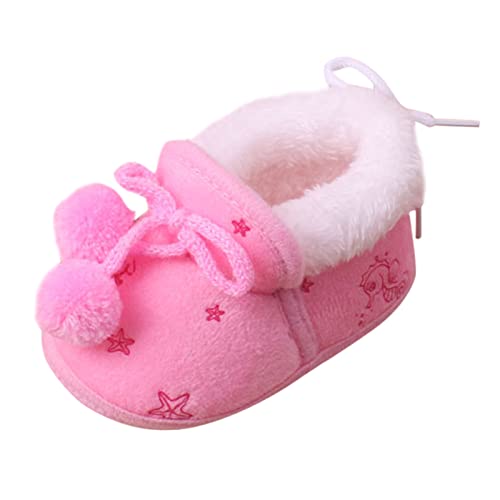 Booties for Baby Newborn Warm Slippers Infant Toddler Winter Boots with Non Slip Bottom Toddler Boots for Boys (Pink, 12-18 Months)
