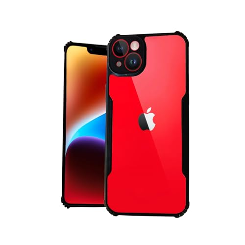 Image of AIBEX Crystal Clear Back Cover Case for Apple iPhone 14 Plus | 360 Degree Protection | Shock Proof Design | Transparent Back Cover Case (PC & TPU, Black Bumper)