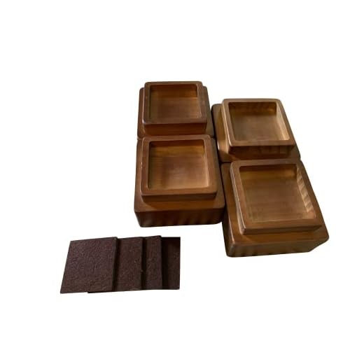 Prime Woodcraft Premium Wood 2 Inch Furniture Risers (4 Pack) | Adds 2 inches + Heavy Duty | Extra Space for Cleaning & Storage | Bed Risers, Desk Riser, Table Risers, Sofa Risers (Walnut)