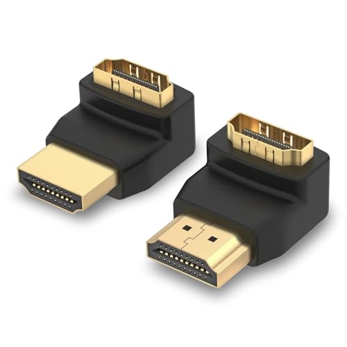 VCE Adaptateur HDMI Coudé 4K, Rallonge HDMI Male Femelle 2.0, Connecteur Angle Droit 90 Degrés et 270 Degrés Plaqué Or Compatible avec HD, TV, PS4, Xbox,...