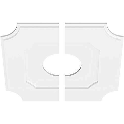 Image of Ekena Millwork CMP24LE2-07000 Locke Architectural Grade PVC Contemporary, Two Piece Urethane Ceiling Medallions 24 inchOD x 7 inchID x 14 1 /4 inchC x 1 inchP