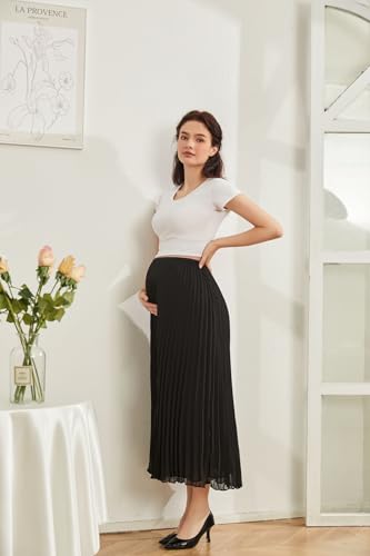 Jupe de grossesse plissée mousseline de soie premium