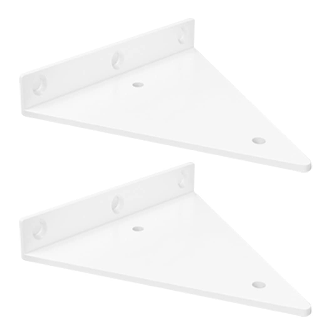 White Triangle Shelf Brackets Thickness 3mm 2 Pcs Invisible Shelving Metal Wall Mounted Supports with Matching Screws(280mm/11in)