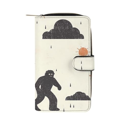 Bigfoot Rain Clouds Suns Long Wallet for Women Men Purses Coin Pouch Credit Card Holder Organizer