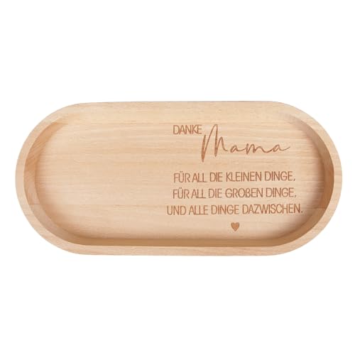 Geschenk zum Muttertag | Tablett aus Buchenholz mit der Gravur Danke Mama | Servierbrett aus Buche