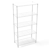 5 Tier NSF Metal Shelf Wire Shelving Unit, 1750lbs Capacity Heavy Duty Adjustable Storage Rack with Shelf Liners for Closet Kitchen Garage Basement Commercial Shelving, 72" H x 36" L x 16" D - Chrome -  pouseayar