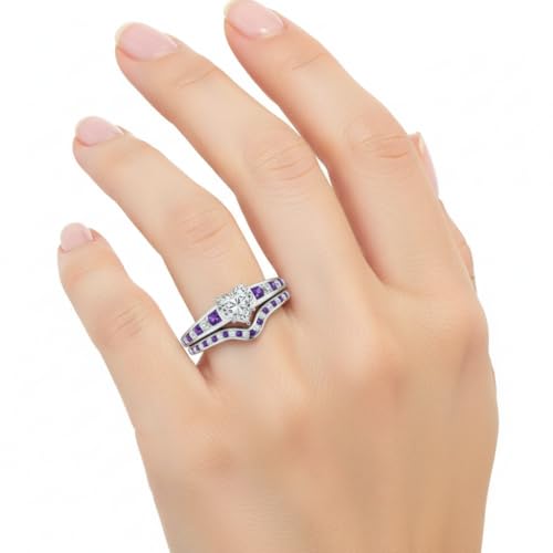 Image of Choose Your Gemstone Graduated Channel Setting Diamond CZ Wedding Sterling Silver Heart Shape Wedding Engagement Birthstone Stackable Ring Size US 4 to 12
