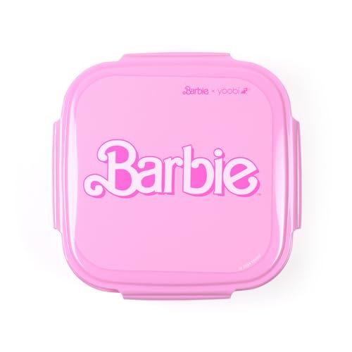 Yoobi Barbie X Pink Bento Box & Ice Pack – 3 Compartment Lunch Box, Dishwasher & Microwave Safe Food & Snack Container for Kids & Adults – BPA & PVC Free, Leakproof