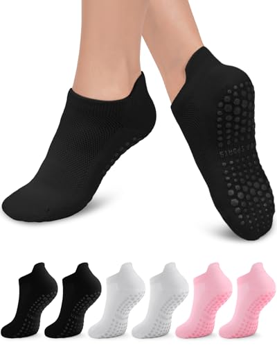 Image of Aoliks Pilates Socks Yoga Socks with Grips for Women, Grip Athletic Socks for Pure Barre Ballet Dance Workout Hospital