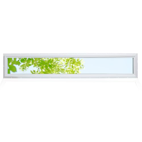 Vinyl Transom Window, 12" x 72" Double Pane Household Fixed Window and Tempered Glass for House, Picture Window (White)