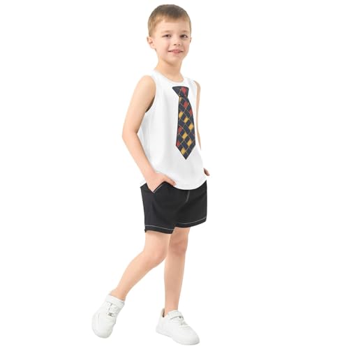 Boys Tank Top Shirts Red Tie Sleeveless T-Shirts Crew Neck for Kids Clothing Children4