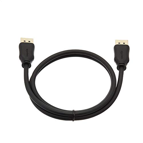 Image of Amazon Basics DisplayPort 1.4 Cable, 32.4Gbps HBR3 High-Speed, 8K@60Hz, 4K@120Hz, Ultra HD, Dynamic HDR and 3D, Gold-Plated Plugs, 3 Foot, Black