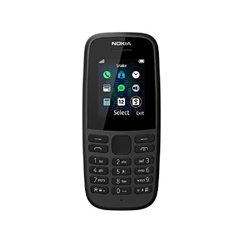 Nokia 105 (4th Edition) 1.77 Inch UK SIM Free Feature Phone (Single SIM) - Black Cover