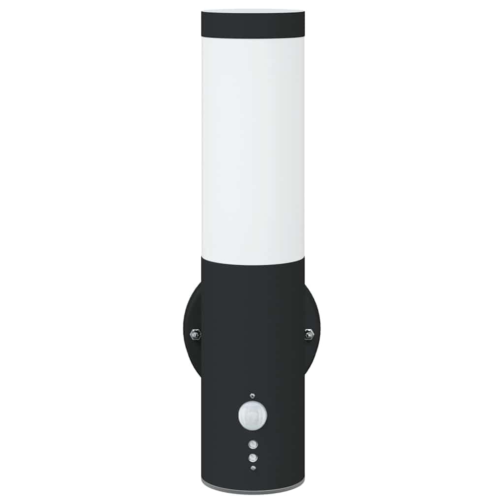 Zewnętrzna lampa ścienna 2 szt. czarna stal nierdzewna 15 x 7,5 x 33 cm