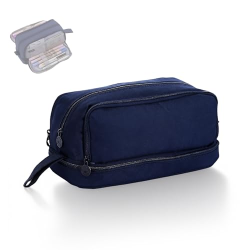 Ztolbriy Extra Large Pencil Case with Compartments, Big Capacity Stationery Organizer Pen Case with Handle, for Students Teens Women Men School College Use (Blue)