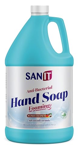Image of Sanit Antibacterial Foaming Hand Soap Refill - Advanced Formula with Aloe Vera and Moisturizers - All-Natural Moisturizing Hand Wash - Made in USA, Mango Coconut, 1 Gallon