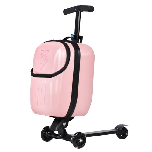 Smilesun Foldable Ride-On Scooter Suitcase 20-inch Pink